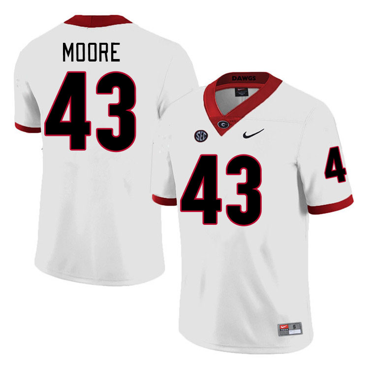#43 Nick Moore Georgia Bulldogs Jerseys Football Stitched-Retro White